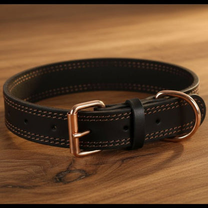 Collier chien | Cuir Véritable - Jamais sans mon chien