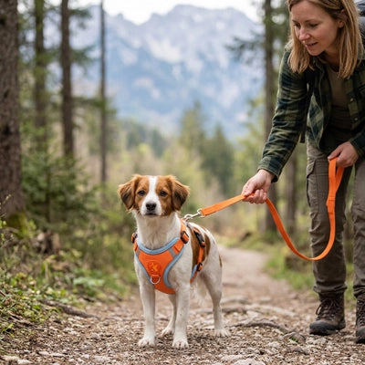 Harnais pour Chien | Anti-Traction Douillet 2-Orange-Epagneul Breton