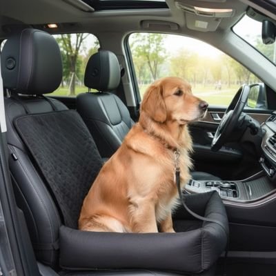 Housse voiture chien | Imperméable Douillet-Noir- Golden