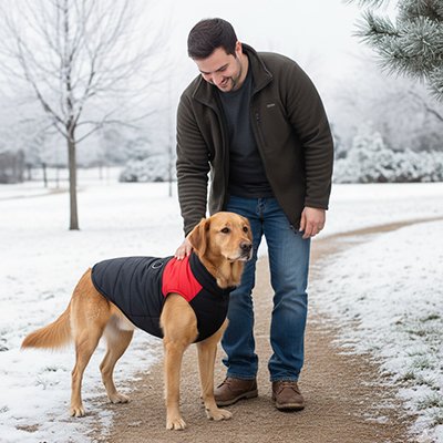 Manteau Chien | La Veste Bicolore- Rouge- Golden