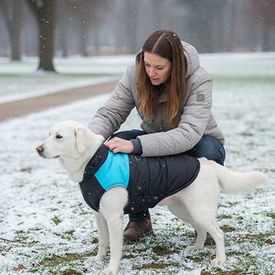 Manteau Chien | La Veste Bicolore- Bleu- Labrador