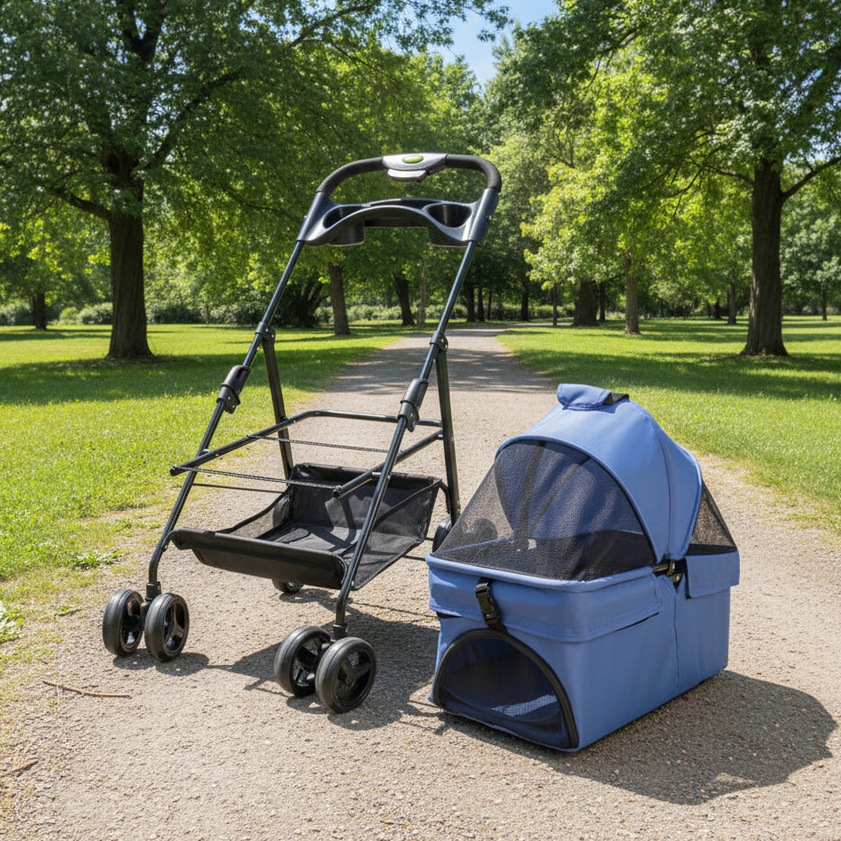 Poussette pour Chien | Confort Plus- couleur BLEU