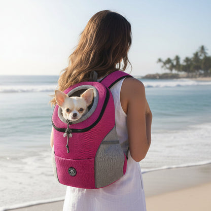 Sac a dos chien | Le Hublot 2-rose-A la plage