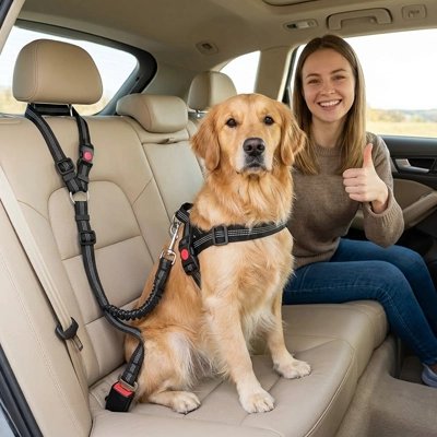 Ceinture de sécurité pour chien | Le Bouclier- femme et Golden