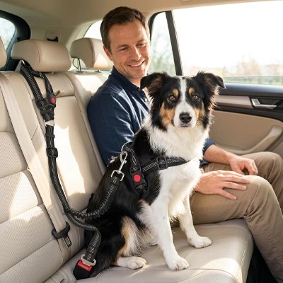 Ceinture de sécurité pour chien | Le Bouclier- Homme et Berger Australien