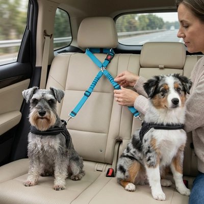 Ceinture de sécurité pour chien | Les Inséparables- Bleu- errier et Berger Australien