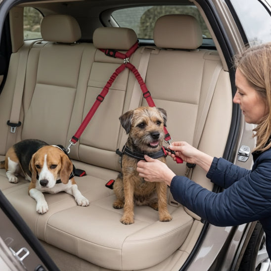 Ceinture de sécurité pour chien | Love Dogs- Rouge- Beagle et Terrier