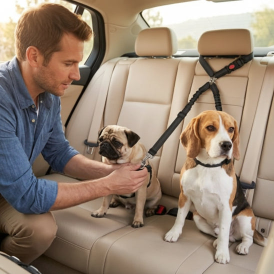 Ceinture de sécurité pour chien | Love Dogs- Noir- Carlin et Beagle