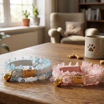 Collier Chien | Frou-Frou- Bleu et Rose