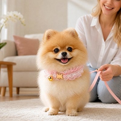 Collier Chien | Frou-Frou- Rose-Pomeranien