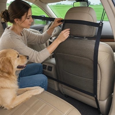Filet chien voiture | Sécurité Maximale - Installation- Femme et Golden