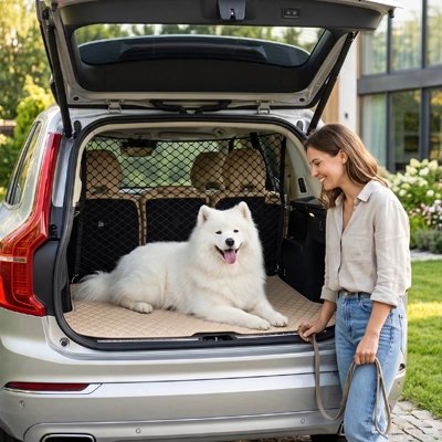 Filet chien voiture | Sécurité Optimale - MODELE 2- Samoyede