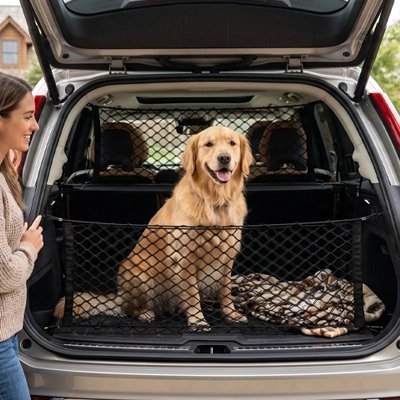 Filet pour chien pour voiture | Sécurité Optimale - MODELES 1 et 2- Barriere de coffre arriere - Golden