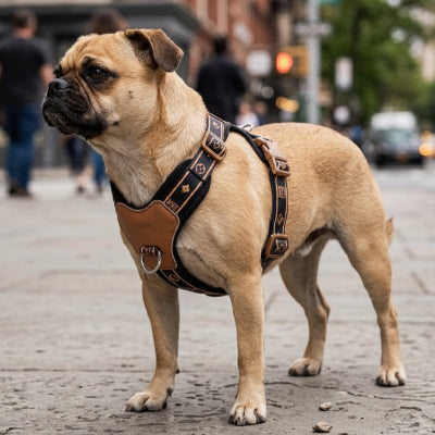Harnais chien en Y | Cuir Anti-Traction - Noir- Carlin