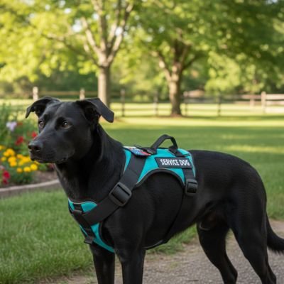 Harnais chien - Vert - chien noir