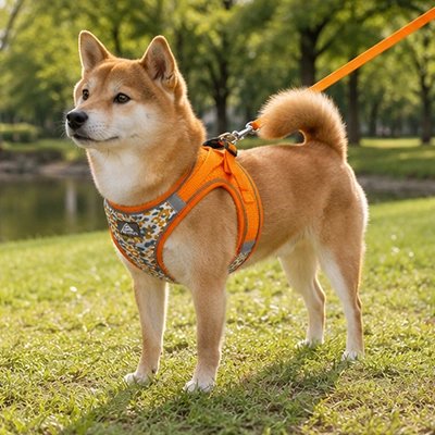Harnais pour chien | Floralies-Orange-Shiba Inu