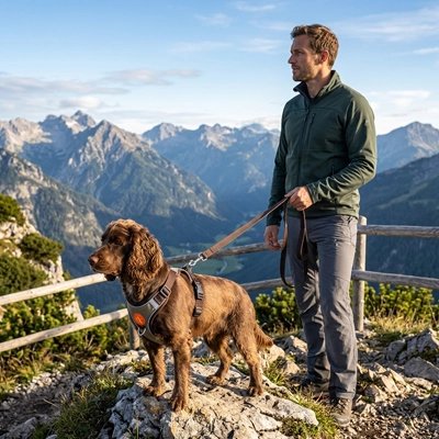 Harnais pour Chien | Anti-Traction Douillet- Café espresso- Epagneul en montagne