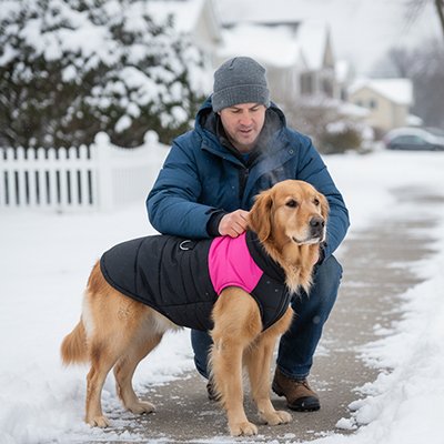 Manteau Chien | La Veste Bicolore- Rose-Golden