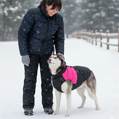 Manteau Chien | La Veste Bicolore- Rose- Husky