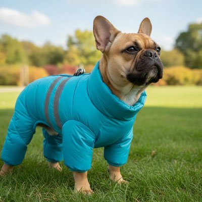 Manteau pour Chien | L'Astronaute- Bleu- Bouledogue