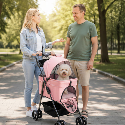 Poussette pour Chien | Confort Plus-Rose-Jeune femme et Caniche