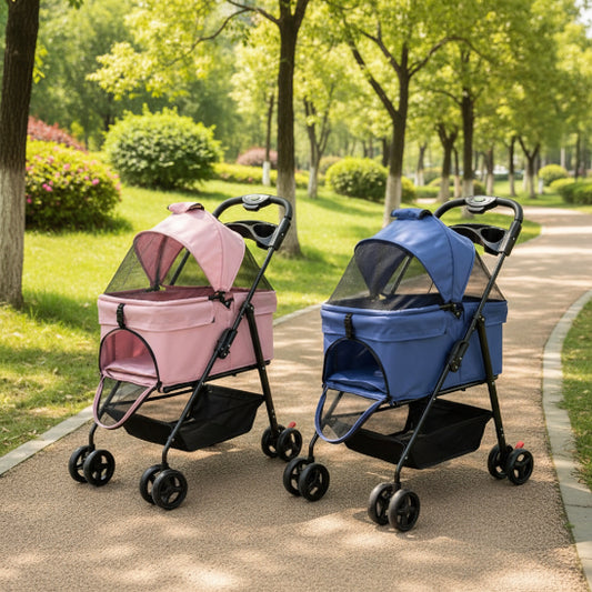 Poussette pour Chien | Confort Plus- Rose et Bleu