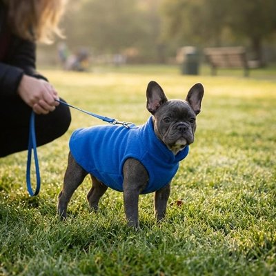 Pull pour Chien | Doux Polaire 2- Bleu royal- Bouledogue