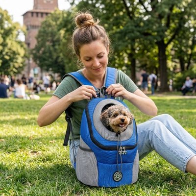 Sac a dos chien | Le Hublot 2 -couleur BLEU-au parc