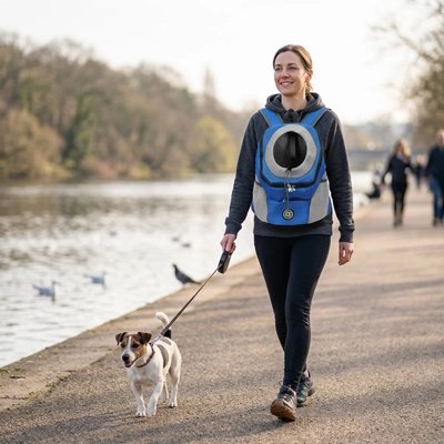 Sac a dos chien | Le Hublot 2 -couleur BLEU-sur le bord de l'eau