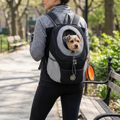 Sac a dos chien | Le Hublot - couleur NOIR - dans le parc
