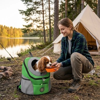 Sac a dos chien | Le Hublot - couleur VERT- en camping